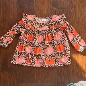 Pumpkin Print Long Sleeve Blouse